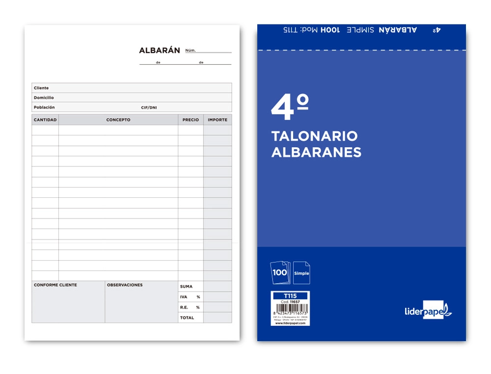 [11657] Talonario liderpapel albaran cuarto original t115
