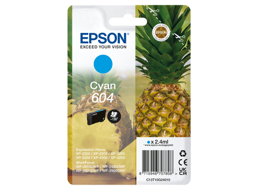 [47475] [C13T10G24010] EPSON Cartucho Cian 604 XP-2200, WF-2910DWF Piña