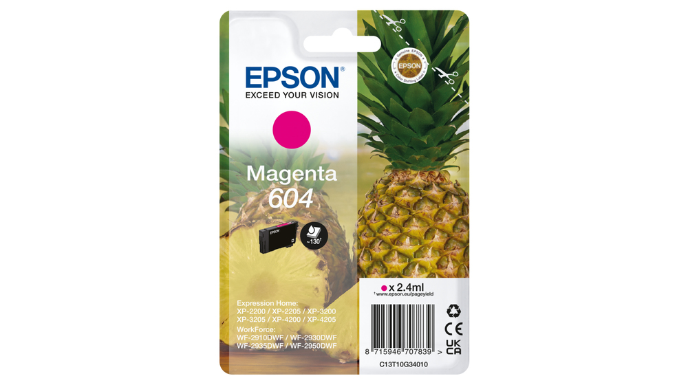 [47476] [C13T10G34010] EPSON Cartucho Magenta 604 XP-2200, WF-2910DWF Piña