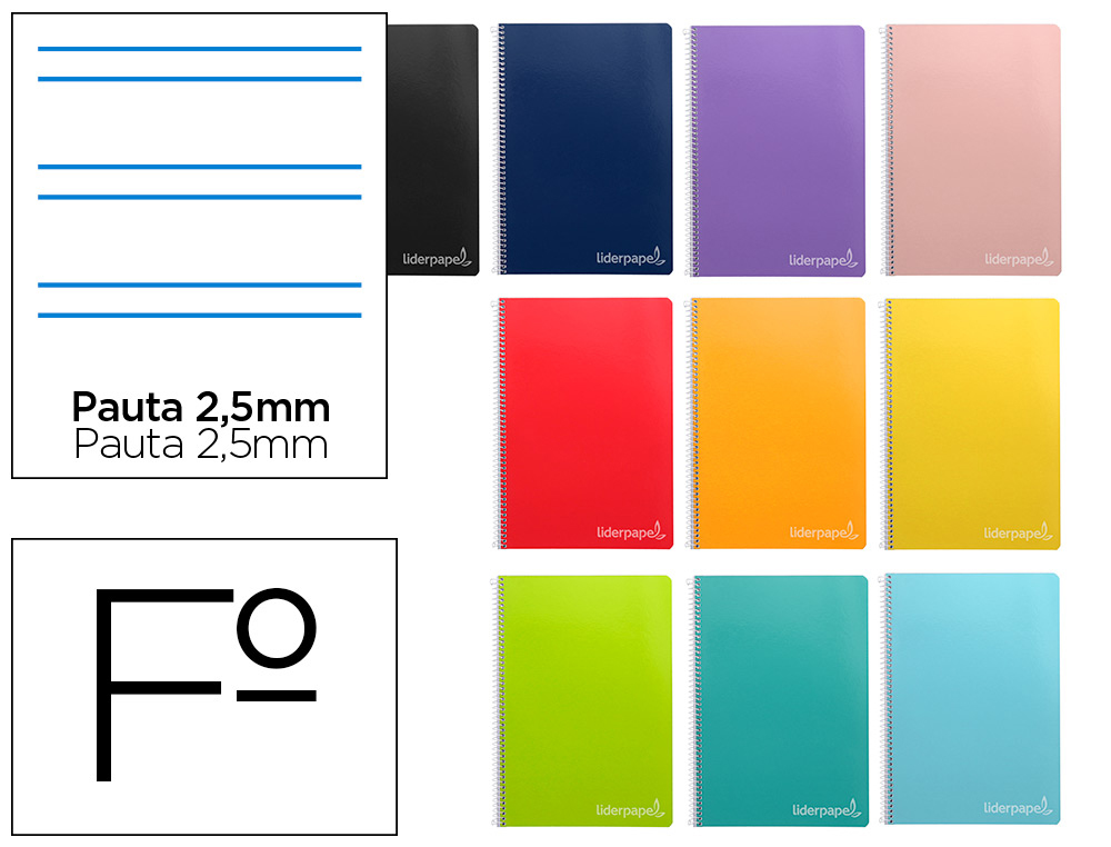 [9916] Cuaderno espiral liderpapel folio witty tapa dura 80h 75gr pauta 2,5mm con margen colores surtidos