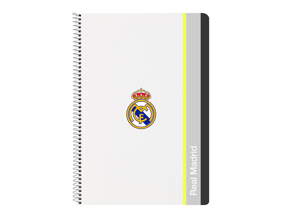 [243917] Cuaderno espiral safta folio 80h 60gr cuadro 4mm tapa extradura real madrid 1 equipacion 25/26