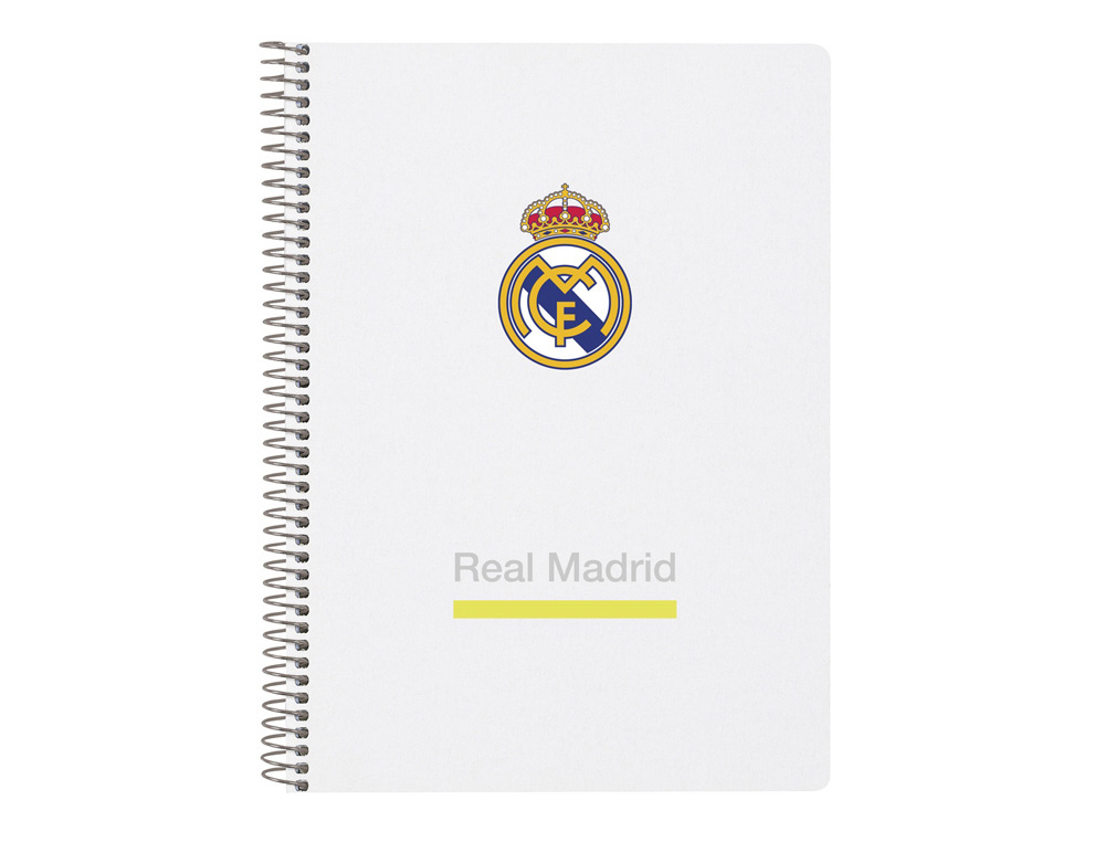 [243916] Cuaderno espiral safta cuarto 80h 60gr cuadro 4mm tapa extradura real madrid 1 equipacion 25/26
