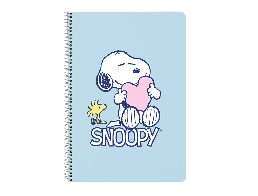 [241493] Cuaderno espiral safta tapa extradura folio 80 hojas cuadro 4 mm 60 gr snoopy love