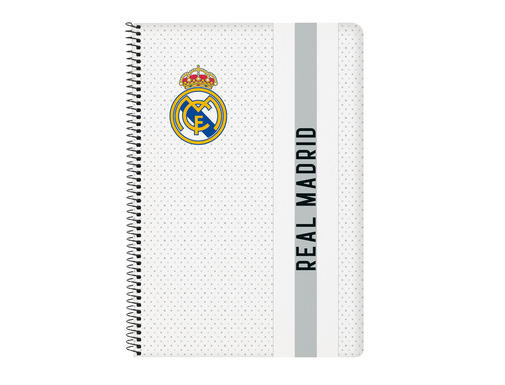 [238227] Cuaderno espiral safta folio 80 hojas 60 gr cuadro 4 mm tapa extradura real madrid 1 equipacion 24/25