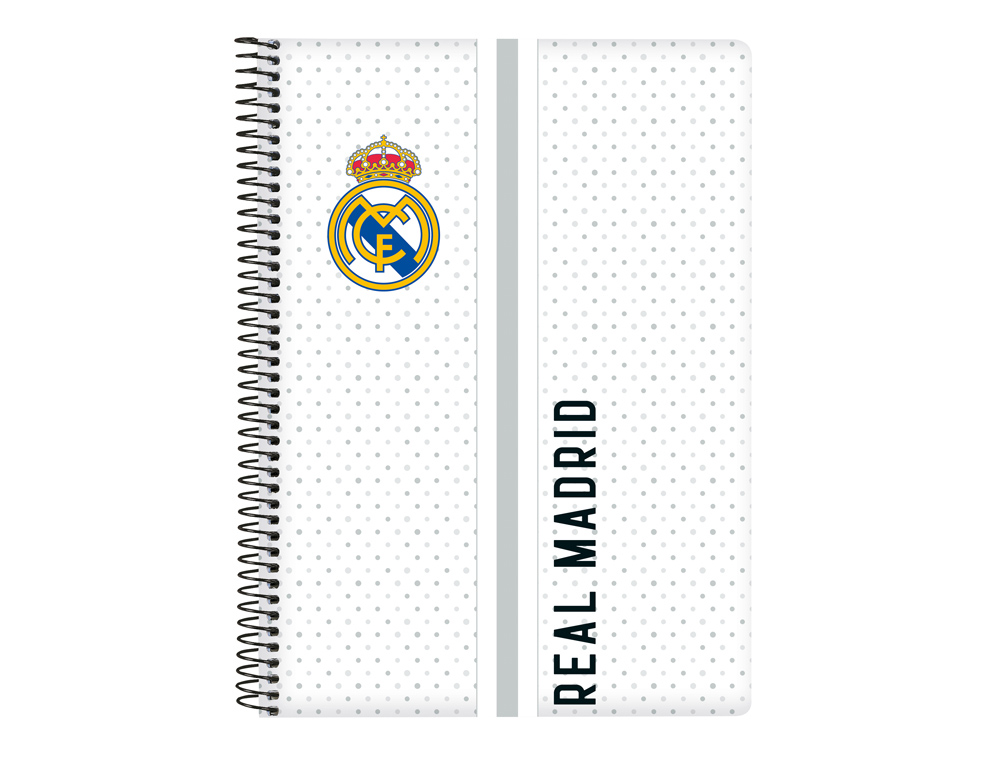 [238225] Cuaderno espiral safta cuarto 80 hojas 60 gr cuadro 4 mm tapa extradura real madrid 1 equipacion 24/25