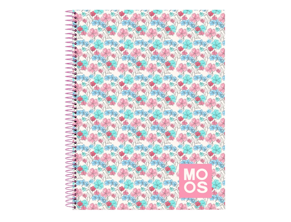 [238132] Cuaderno espiral safta microperforado din a4 tapa forrada 120 hojas cuadro 5 mm 60 gr moos floresistente
