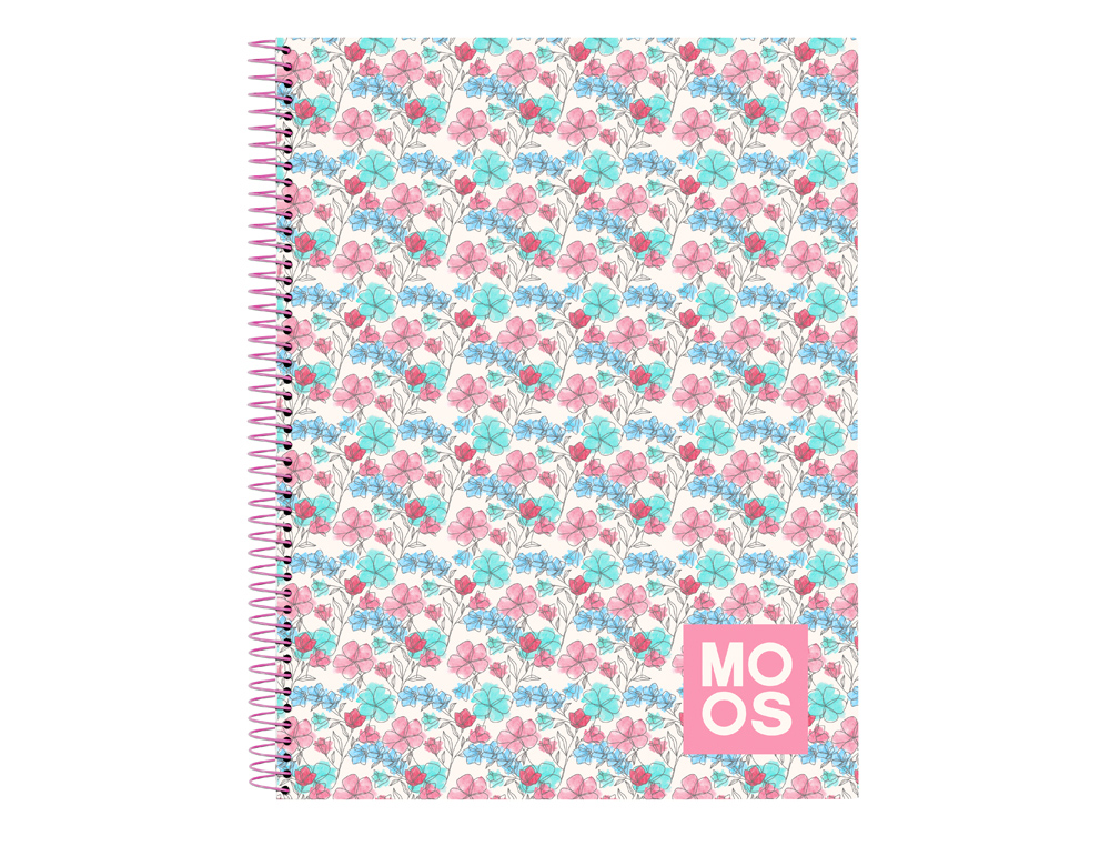 [238132] Cuaderno espiral safta microperforado din a4 tapa forrada 120 hojas cuadro 5 mm 60 gr moos floresistente