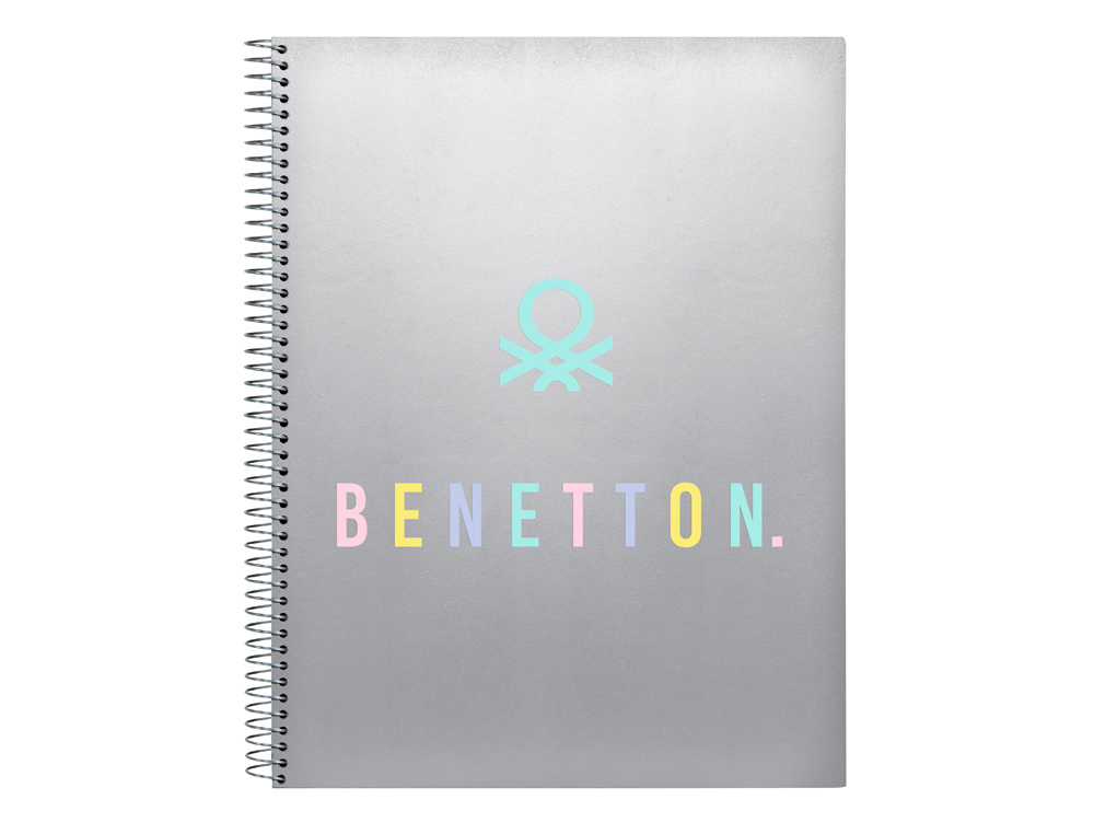 [236640] Cuaderno espiral safta microperforado din a4 tapa forrada 120 hojas cuadro 5 mm 60 gr benetton silver