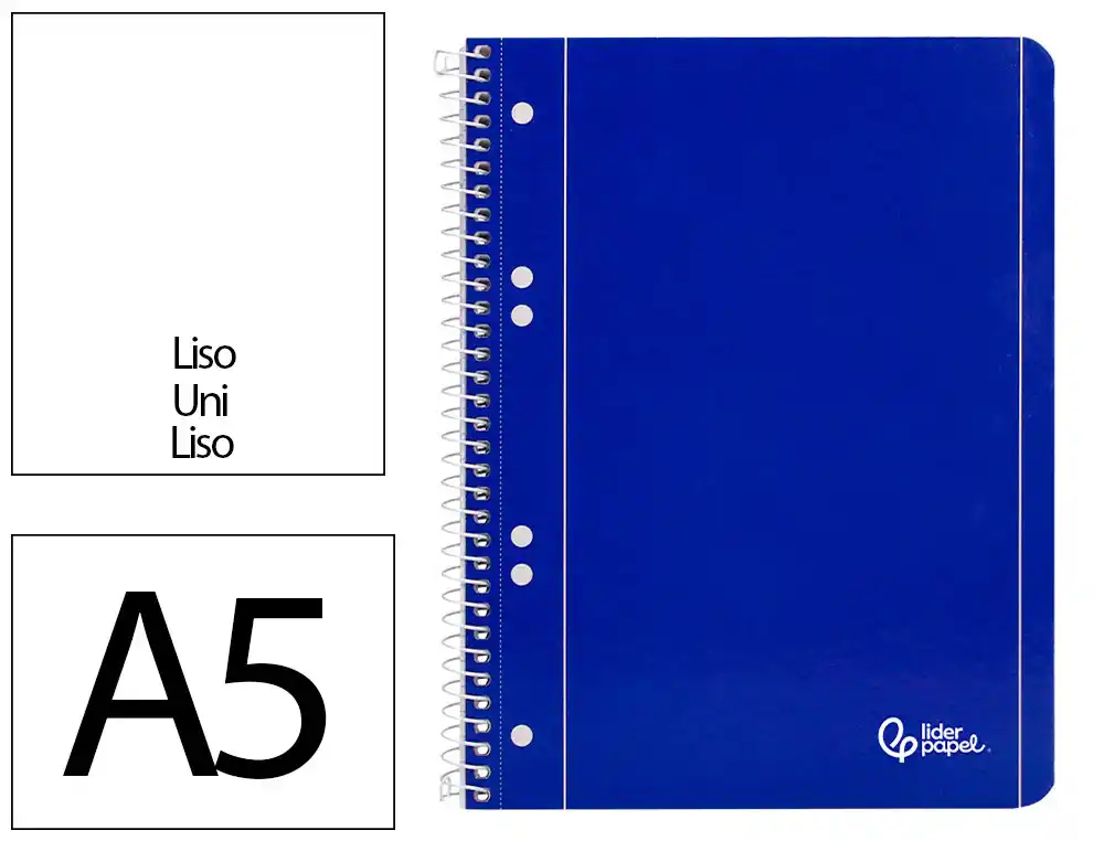 [29115] Cuaderno espiral liderpapel a5 micro serie azul tapa blanda 80h 75gr liso 6 taladros azul