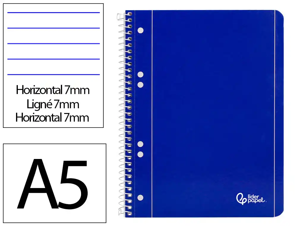 Cuaderno espiral liderpapel a5 micro serie azul tapa blandblanda 80h 75gr horizontal 6 taladros azul