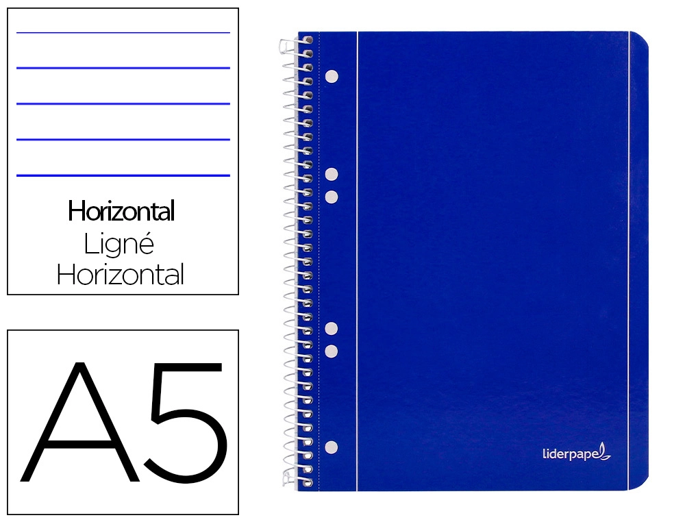 [29114] Cuaderno espiral liderpapel a5 micro serie azul tapa blandblanda 80h 75gr horizontal 6 taladros azul