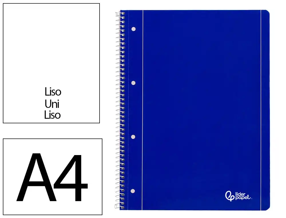 [29112] Cuaderno espiral liderpapel a4 micro serie azul tapa blanda 80h 75gr liso con margen 4 taladros azul