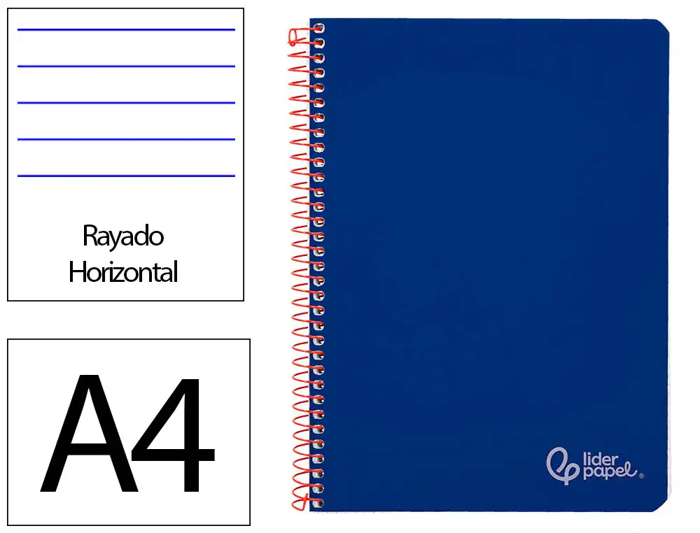[172159] Cuaderno espiral liderpapel a4 witty tapa dura 80h 90gr rayado horizontal con margen color azul oscuro
