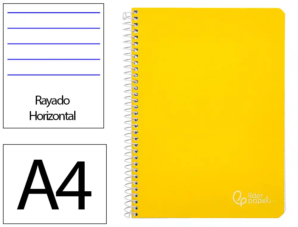 [172158] Cuaderno espiral liderpapel a4 witty tapa dura 80h 90gr rayado horizontal con margen color amarillo