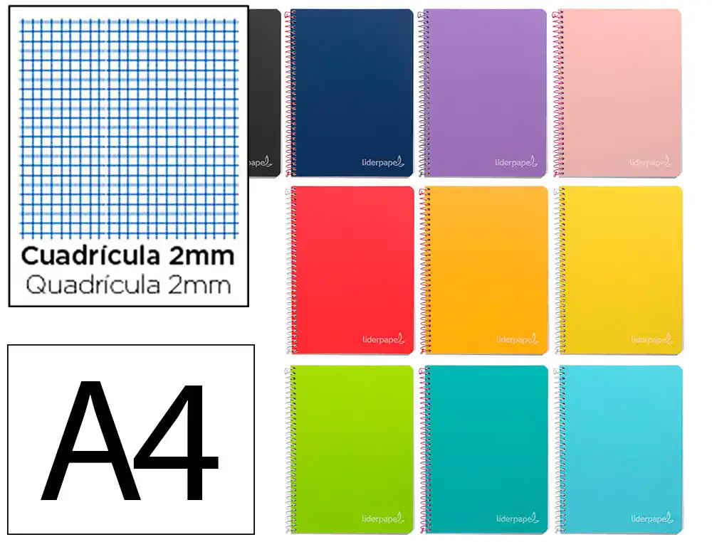 [171924] Cuaderno espiral liderpapel a4 witty tapa dura 80h 90gr milimetrado 2mm colores surtidos
