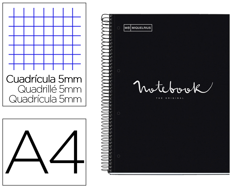 [168247] Cuaderno espiral miquelrius notebook 1 emotions tapa forrada din a4 microperforado 80 hojas 90g/m2 cuadro 5 mm