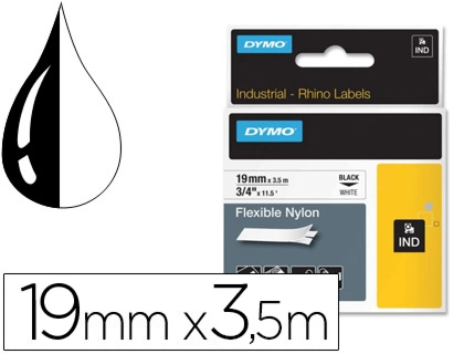 [59377] Cinta dymo rhino nylon flexible blanco -negro 19mmx 3,5 m tape label