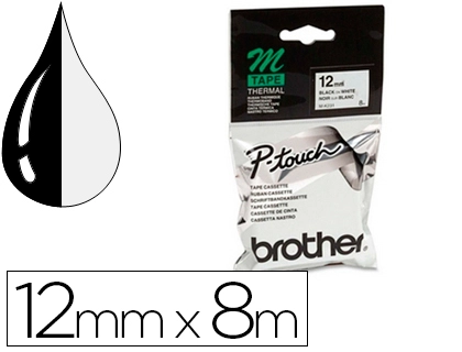 [26825] Cinta brother mk-231 blanco-negro 12mm longitud 8 mt