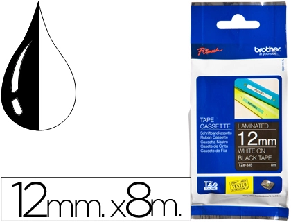 [26817] Cinta brother tze335 negro-blanco 12mm longitud 8mts