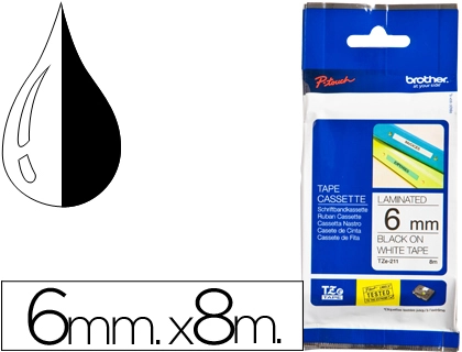 [26809] Cinta brother tze-211 blanco-negro 6mm longitud 8 mt
