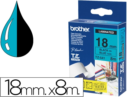 Cinta brother tze541 azul-negro 18mm longitud 8 m