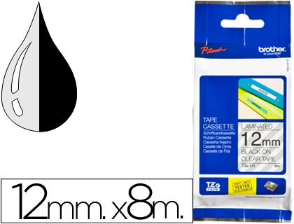[26807] Cinta brother tze131 transparente-negro 12mm longitud 8 mt