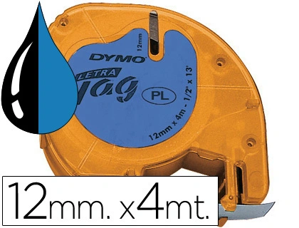 [24342] Cinta dymo 12mmx4mt -negro/azul para maquina letratag