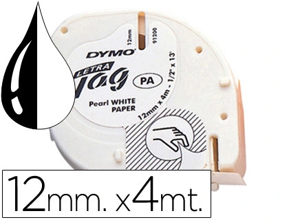 [24337] Cinta dymo papel 12mmx4mt negro/blanco para letratag