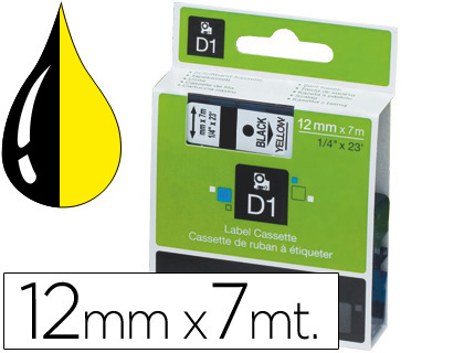 [18606] Cinta dymo 1000 negro-amarillo 12mm x 7mt d1
