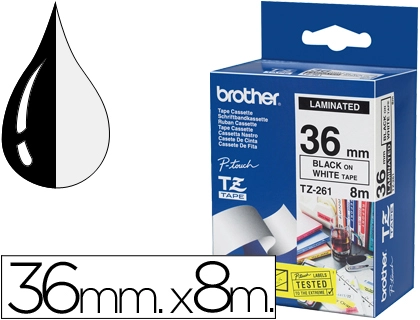 [95578] Cinta brother tze261 blanco-negro 36mm longitud 8 mt