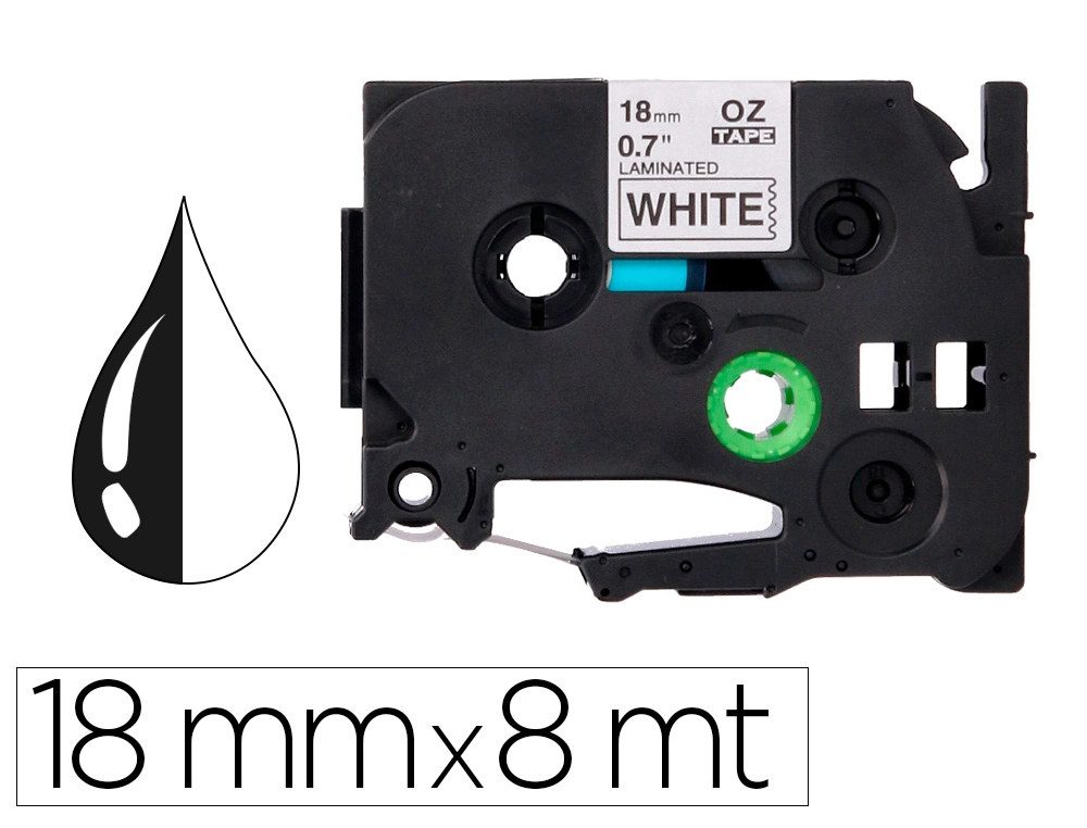 [156253] Cinta q-connect tze-241 blanco-negro 18mm longitud 8 m