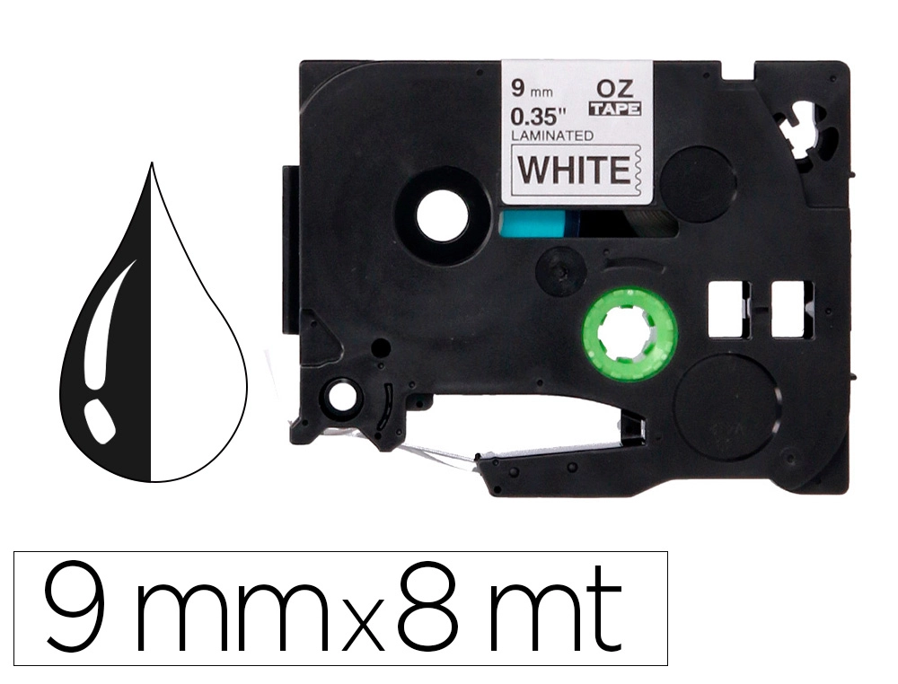 [156251] Cinta q-connect tze-221 blanco-negro 9mm longitud 8 m
