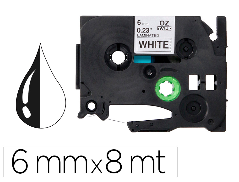 [156250] Cinta q-connect tze-211 blanco-negro 6mm longitud 8 mt