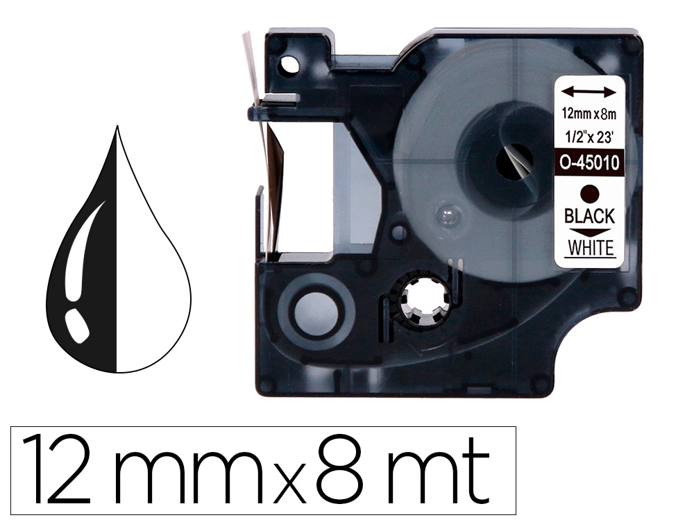 [156248] Cinta q-connect mk-221 blanco-negro 9mm longitud 8 mt