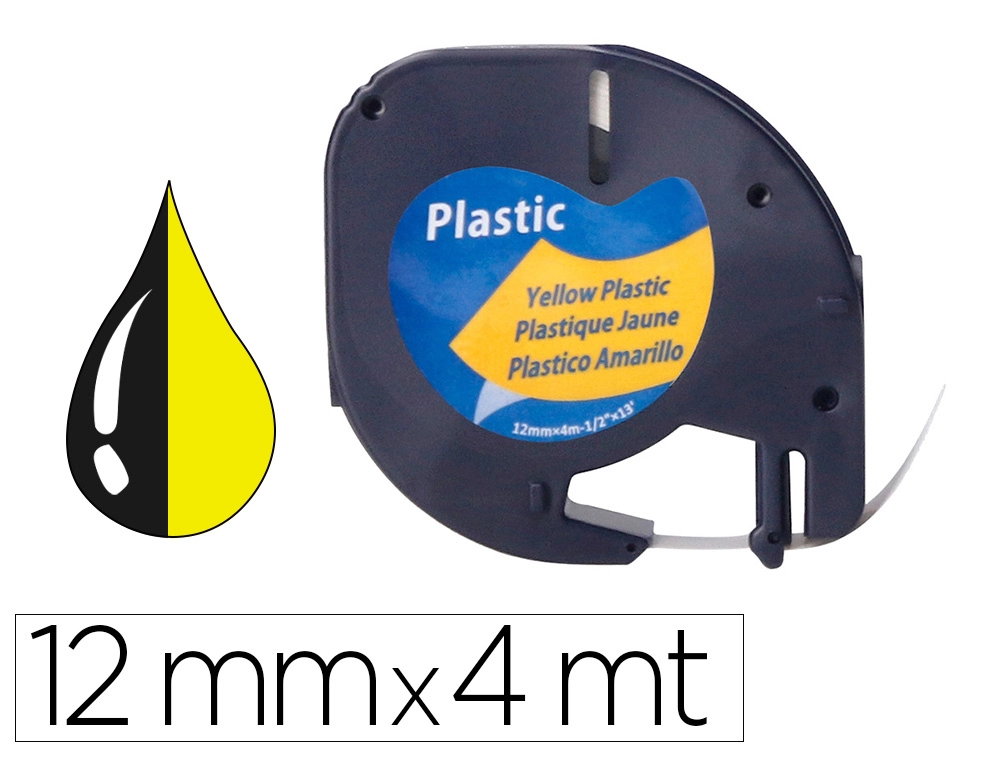 [156242] Cinta q-connect 12mm x 4mt negro-hiperamarillo para maquina letratag