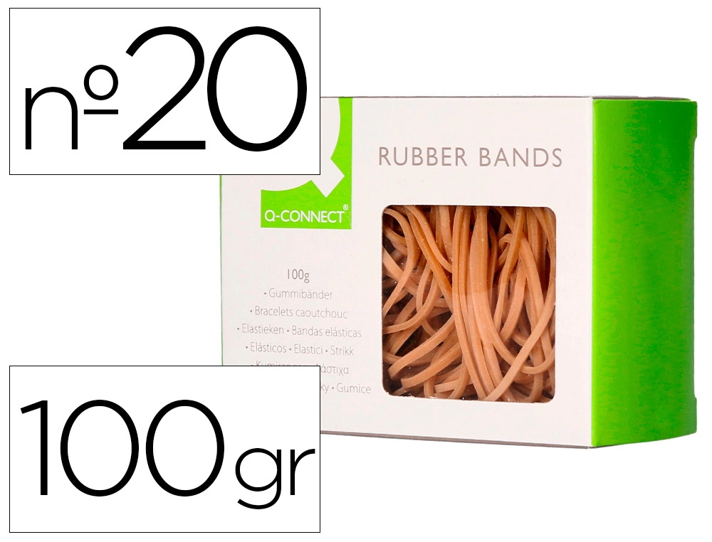 [54318] Gomillas elasticas q-connect 100 gr numero 20 200 x 2 mm