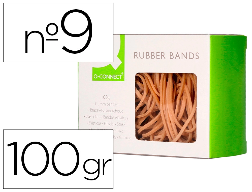 [54314] Gomillas elasticas q-connect 100 gr numero 9 90 x 2 mm