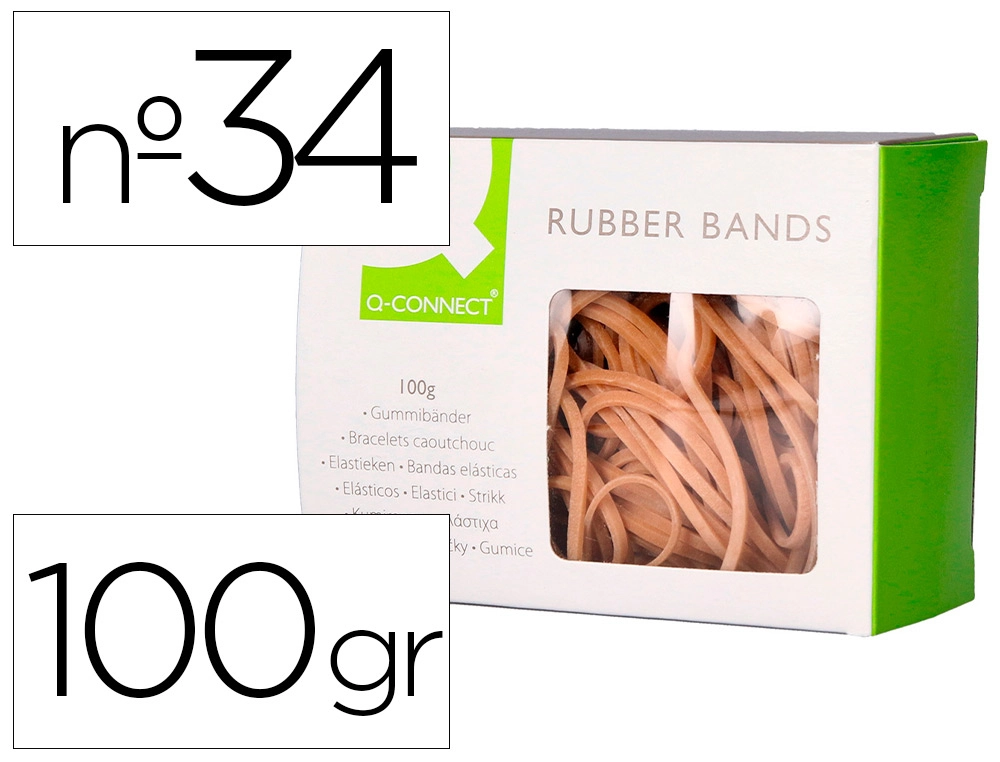 [154522] Gomillas elasticas q-connect 100 gr 100x3 mm numero 34