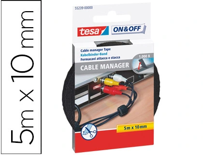 [78077] Velcro adhesivo tesa para agrupar cables 5 m x 10 mm color negro