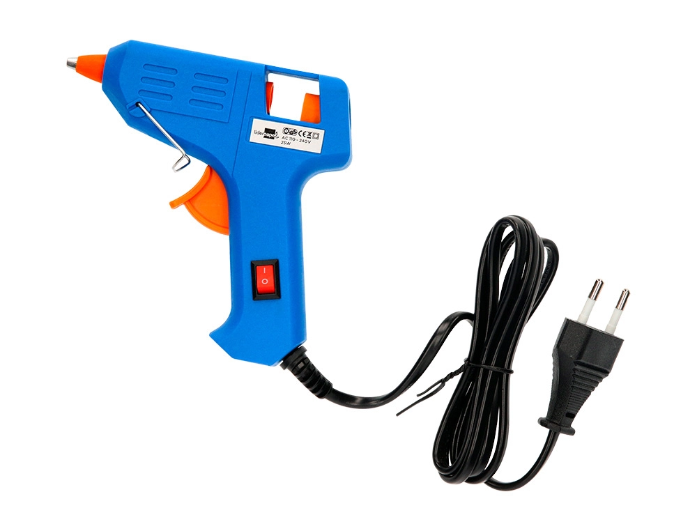 [72440] Pistola de silicona caliente mini liderpapel de 25 w con gatillo dispensador y 2 barras de repuesto de 7 mm
