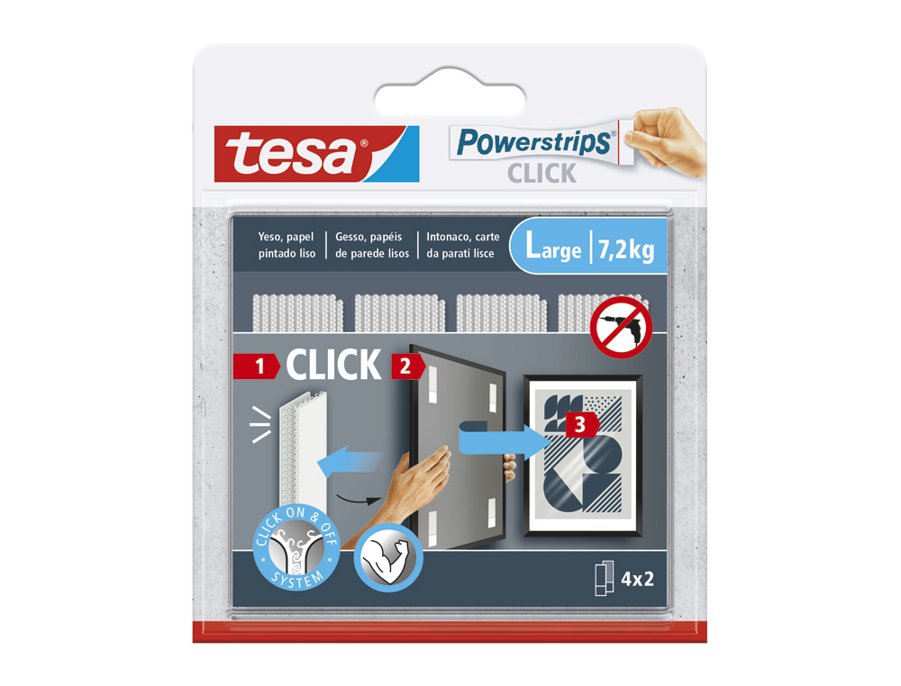 [173406] Tira adhesiva tesa powerstrips click hasta 7,2 kg 4x2