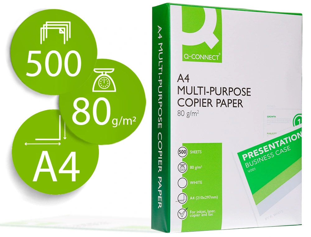 [31341] Papel fotocopiadora q-connect economy din a4 80 gramos paquete de 500 hojas