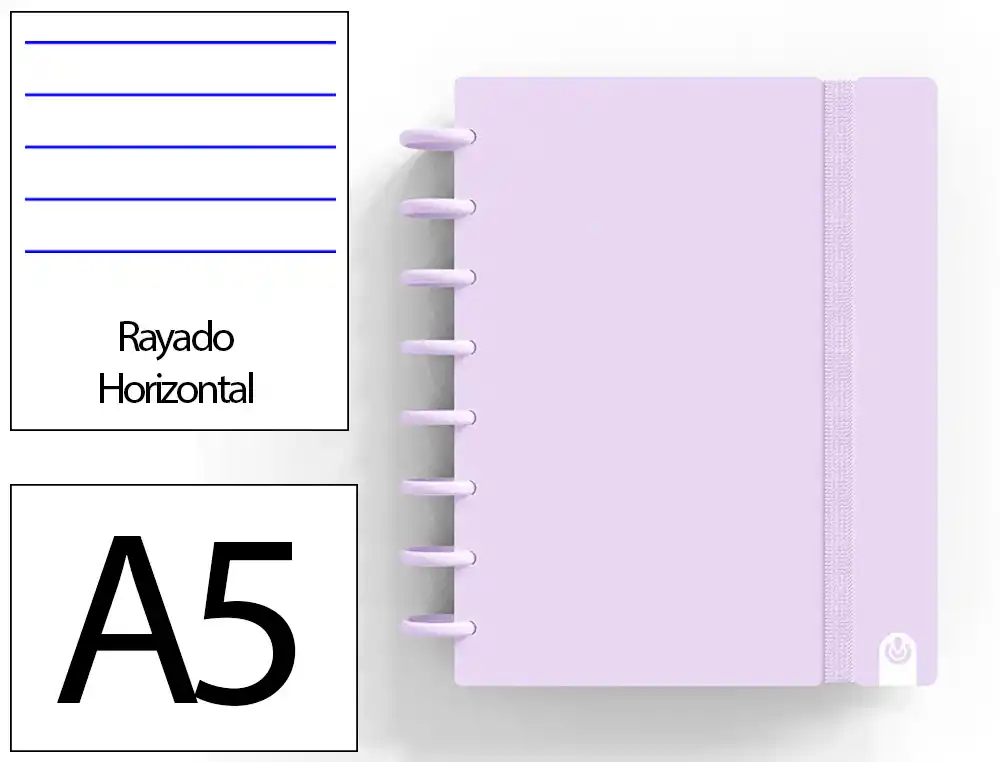 [175082] Cuaderno ingeniox foam a5 80h rayado horizontal malva pastel