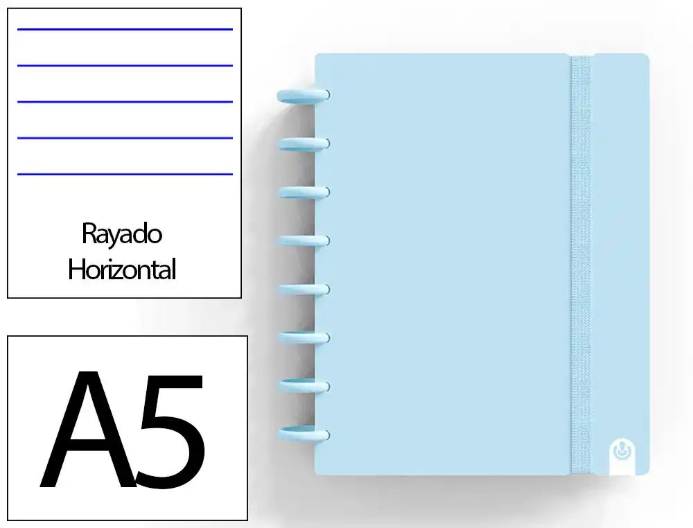 [175080] Cuaderno ingeniox foam a5 80h rayado horizontal azul pastel
