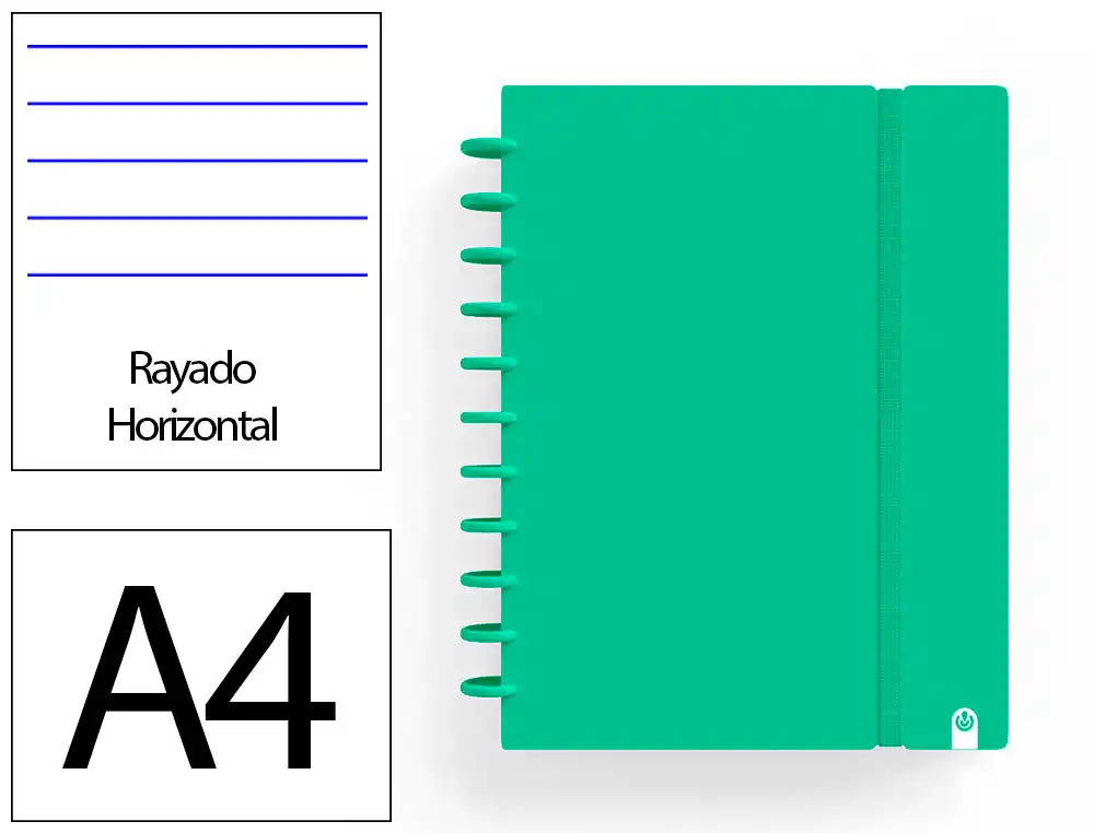 [175076] Cuaderno ingeniox foam a4 80h rayado horizontal verde
