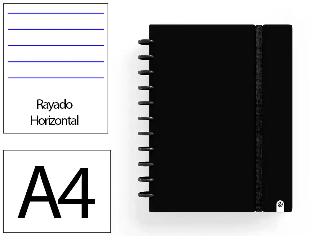 [175072] Cuaderno ingeniox foam a4 80h rayado horizontal negro
