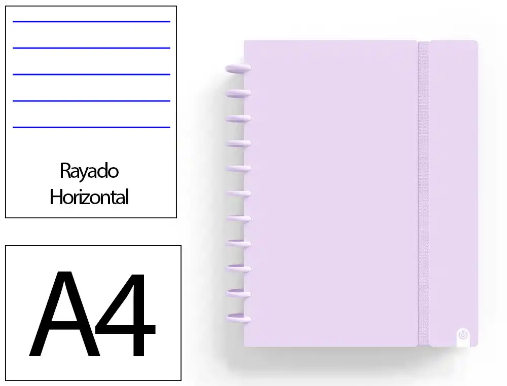 [175070] Cuaderno ingeniox foam a4 80h rayado horizontal malva pastel