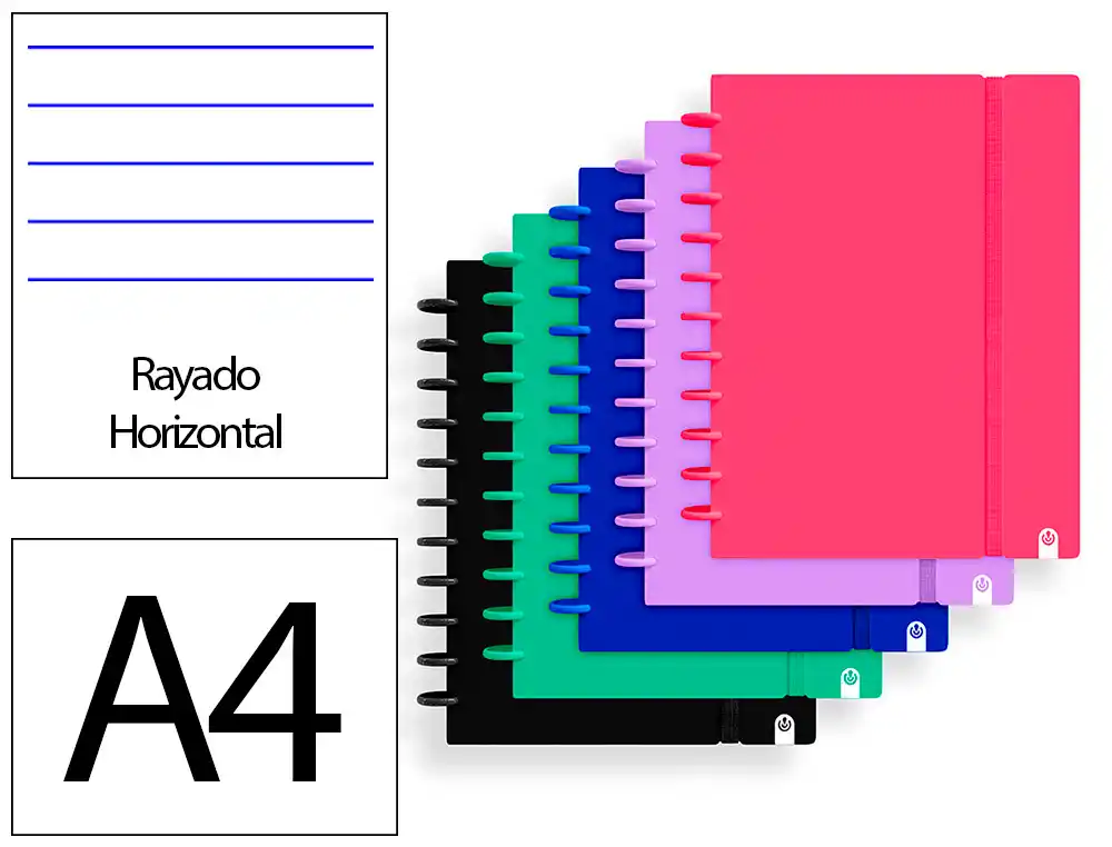 [175069] Cuaderno ingeniox foam a4 80h rayado horizontal colores intense surtidos