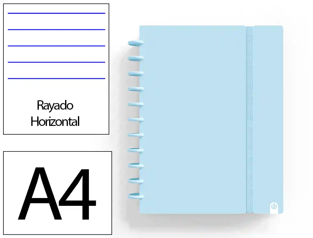 [175068] Cuaderno ingeniox foam a4 80h rayado horizontal azul pastel