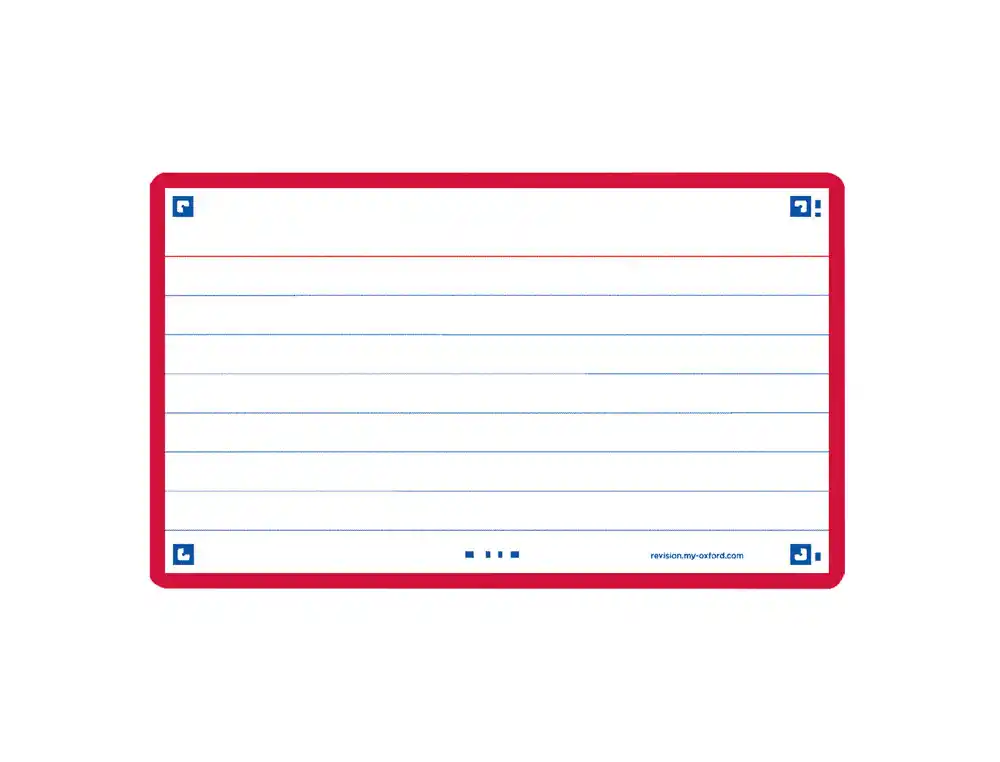 [175891] Ficha de revision oxford flashcards 2.0 75x125 mm 250 g rayado horizontal color rojo paquete de 30 unidades